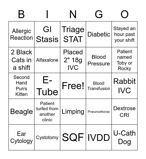 Happy Vet Tech Week!!! Bingo Card