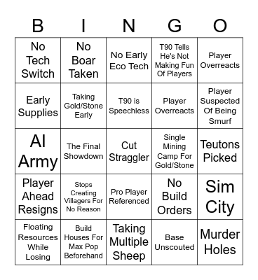 Low Elo Legends Bingo Card