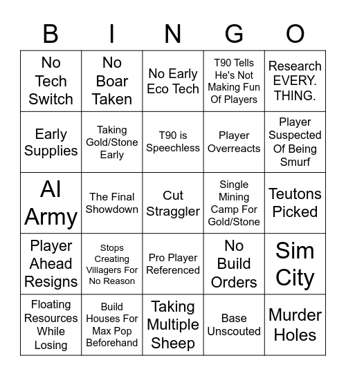 Low Elo Legends Bingo Card