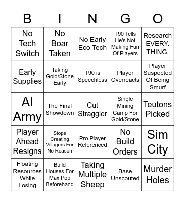 Low Elo Legends Bingo Card