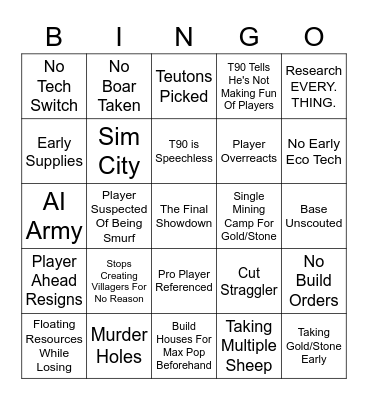 Low Elo Legends Bingo Card
