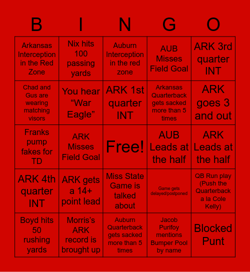 ARK @ AUB Bingo Card