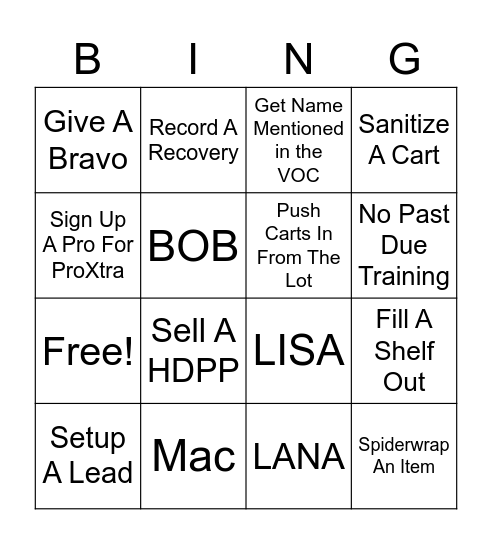 CAM Bingo Card