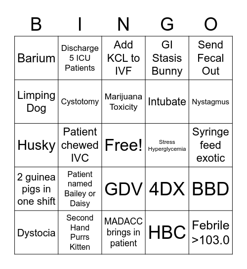 Happy Vet Tech Week!!! Bingo Card