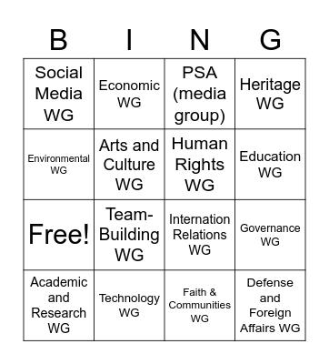 MD Working Groups Bingo Card