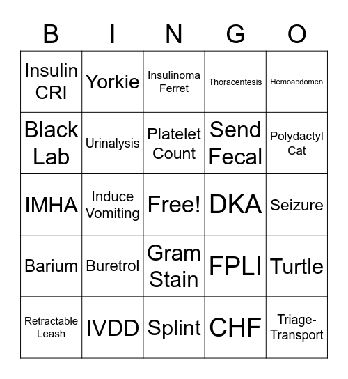 Happy Vet Tech Week!!! Bingo Card
