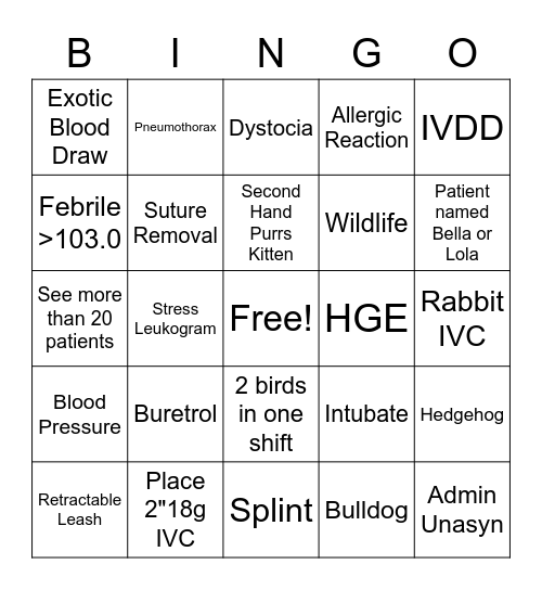 Happy Vet Tech Week!!! Bingo Card