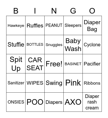 BABY SHOWER Bingo Card