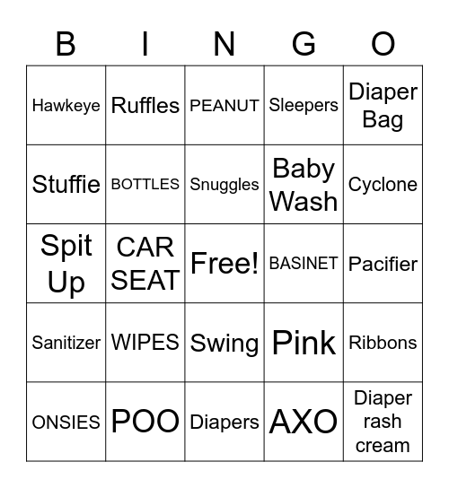 BABY SHOWER Bingo Card