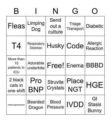Happy Vet Tech Week!!! Bingo Card