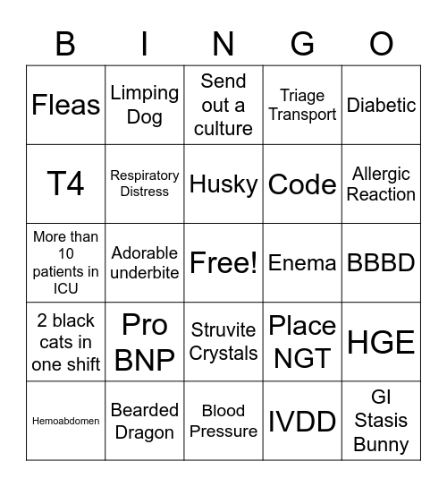 Happy Vet Tech Week!!! Bingo Card