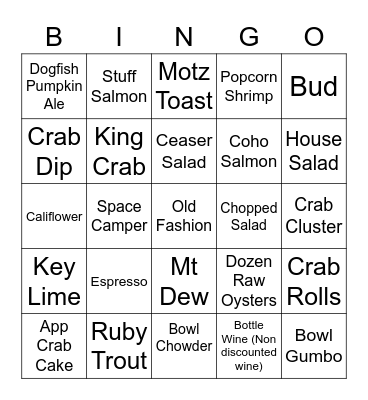 Pearl BINGO 10/10/2020 Bingo Card