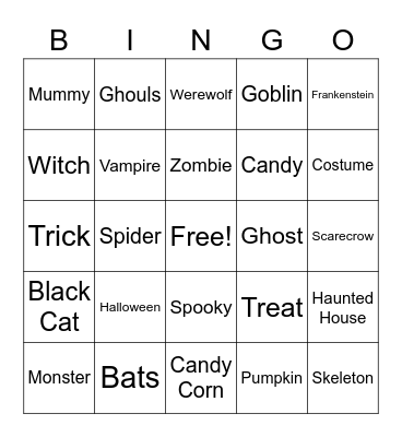 Halloween Bingo Card