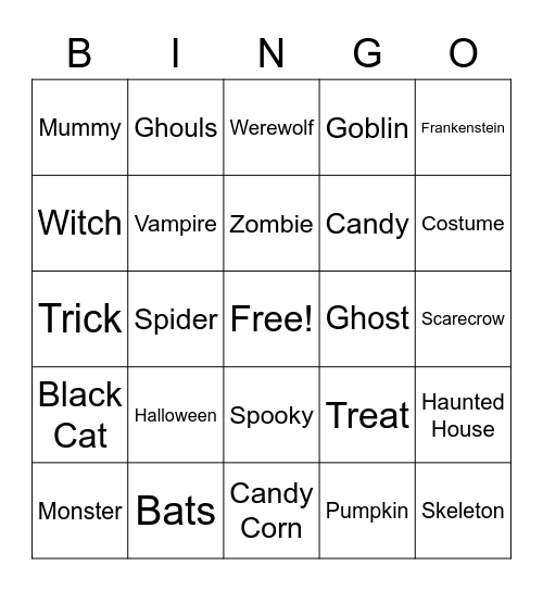 Halloween Bingo Card