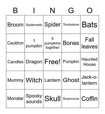 Halloween Bingo Card