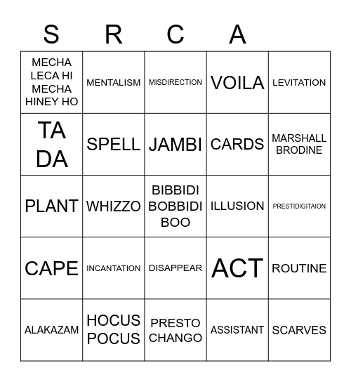 MAGIC Bingo Card