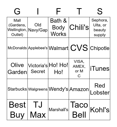 All I Want for Christmas is ... Bingo Card