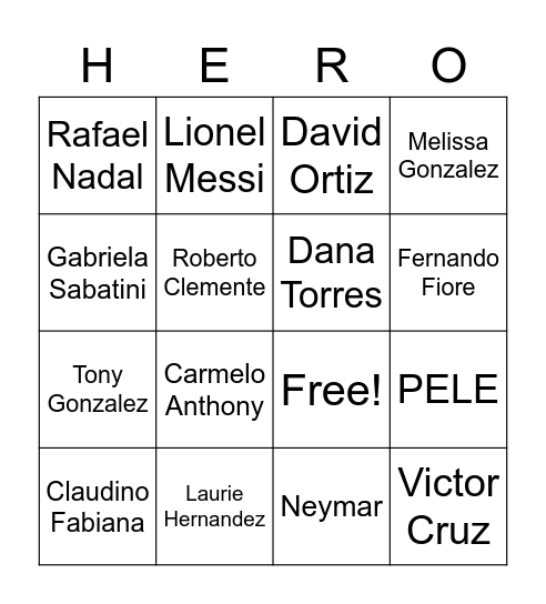 HERO Bingo Card