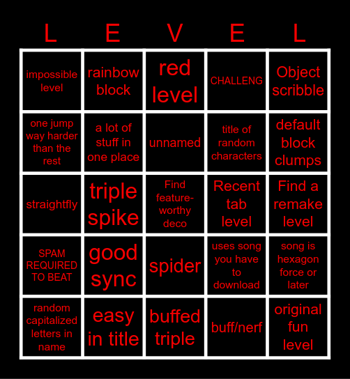 RECENT TAB BINGO Card