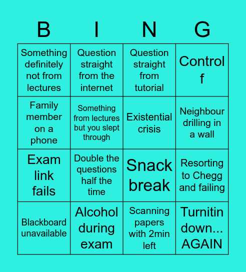 REMOTE EXAMS Bingo Card