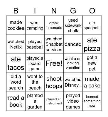 Things you did during the pandemic Bingo Card