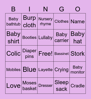 Aaleeya & Alijah's Baby Shower Bingo Card