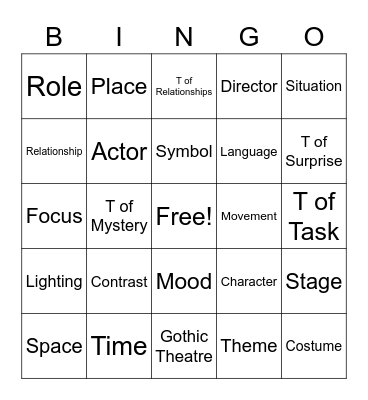 Elements of Drama Bingo! Bingo Card