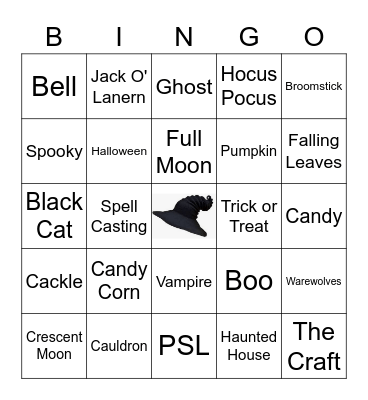 Witches Tea Bingo Card