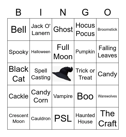 Witches Tea Bingo Card