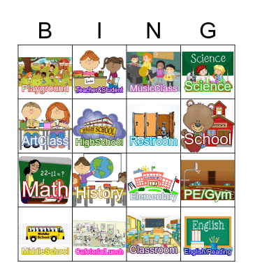 Trường Học Bingo Card