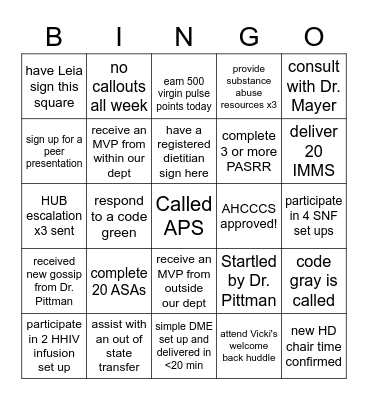 Case Management Week BINGO! Bingo Card