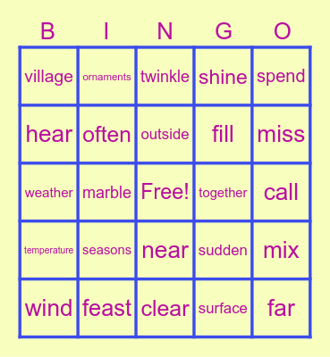 Spelling review 2nd. grade Bingo Card