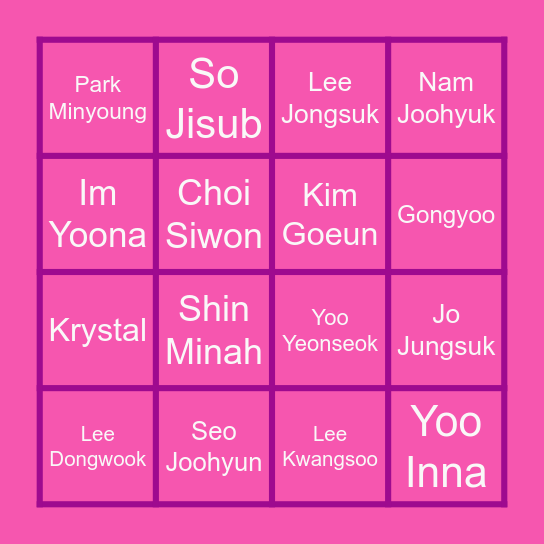 Seohyun BINGO! Bingo Card