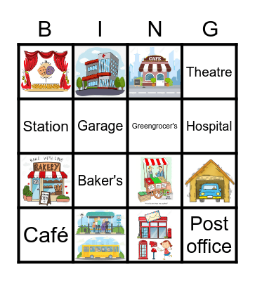 Places and jobs Bingo Card