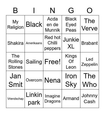 SSTB Muziek Bingo Card