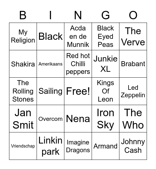SSTB Muziek Bingo Card