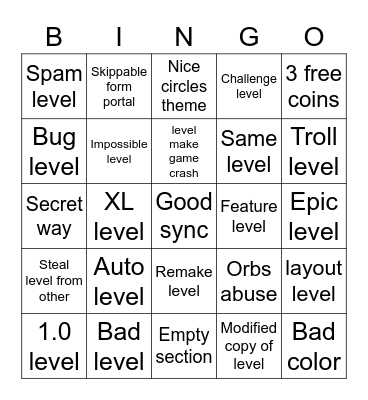 Level Request Bingo Card