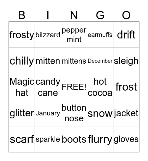 Winter BINGO Card