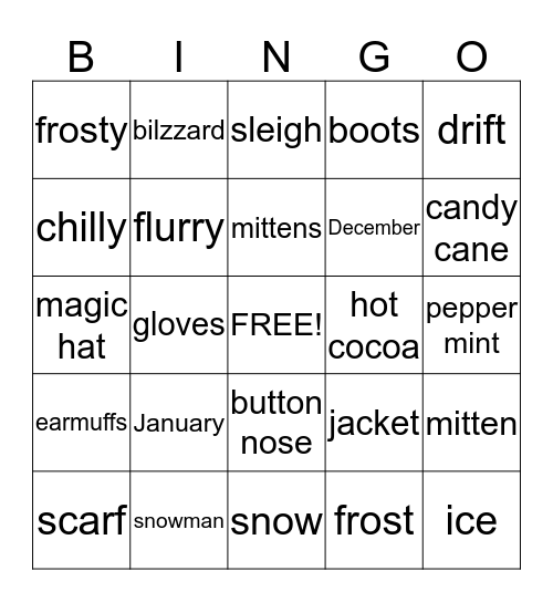 Winter BINGO Card