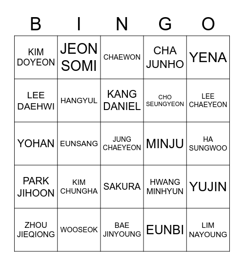 FW00HYUNJIN Bingo Card