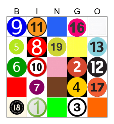 NUMBERS & COLORS Bingo Card
