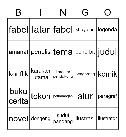 BINGO Cerita Fiksi Bingo Card