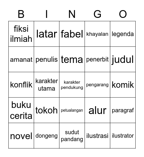 BINGO Cerita Fiksi Bingo Card