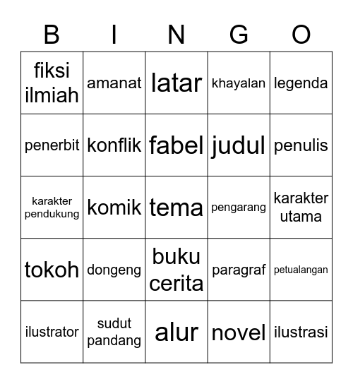 BINGO Cerita Fiksi Bingo Card