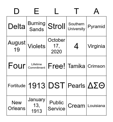 DELTA BINGO Card