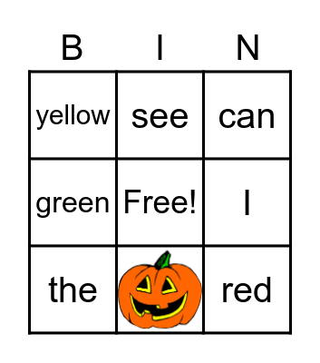 Sight Words - October 14 Bingo Card