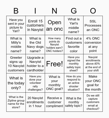 LOYALTY BINGO Card