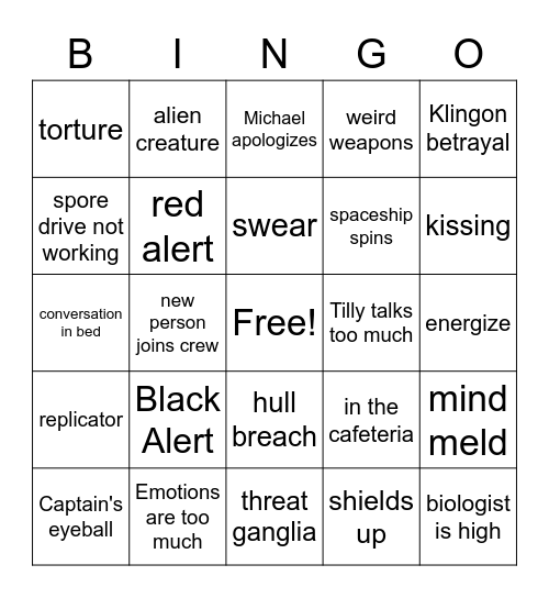 Star Trek: Discovery BINGO Card