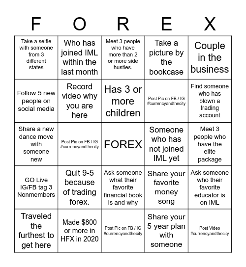 CURRENCY AND THE CITY Bingo Card