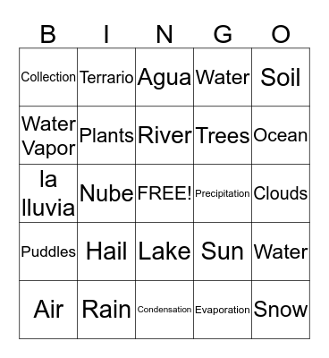 Water Cycle Bingo Card